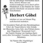 Danksagung Herbert Göbel