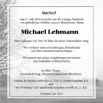 Traueranzeige Michael Lehmann