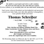 Traueranzeige Thomas Schreiber