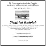 Danksagung Siegfried Rudolph