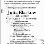 Traueranzeige Jutta Blaskow geb. Becker