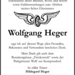 Danksagung Wolgang Heger