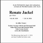 Traueranzeige Renate Jäckel