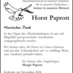 Danksagung Horst Paprott