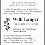 Traueranzeige Willi Langer