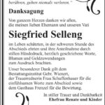 Danksagung Siegfried Selleng