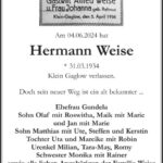 Traueranzeige Hermann Weise