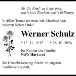 Traueranzeige Werner Schulz