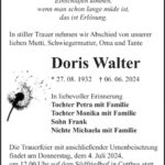 Traueranzeige Doris Walter