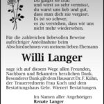 Danksagung Willi Langer