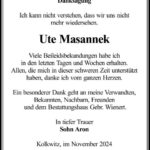 Danksagung Ute Masannek