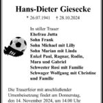 Traueranzeige Hans-Dieter Giesecke