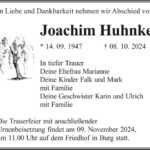 Traueranzeige Joachim Huhnke