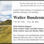 Traueranzeige Walter Bundesmann