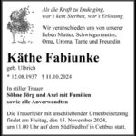 Traueranzeige Käthe Fabiunke geb. Ulbrich