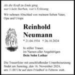Traueranzeige Reinhold Neumann