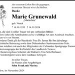 Danksagung Marie Grunewald geb. Noack