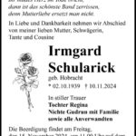 Traueranzeige Irmgard Schularick