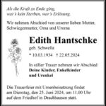 Traueranzeige Edith Hantschke geb. Schwella