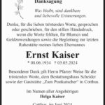 Danksagung Ernst Kaiser