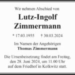 Traueranzeige Lutz-Ingolf Zimmermann