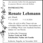 Danksagung Renate Lehmann