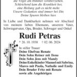 Traueranzeige Rudi Petras