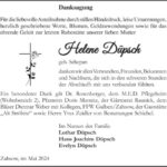 Danksagung Helene Düpsch geb. Schepan