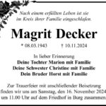 Traueranzeige Margit Decker
