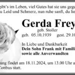 Traueranzeige Gerda Frey geb. Stoller