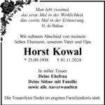 Traueranzeige Horst Kowal