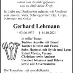 Traueranzeige Gerhard Lehmann