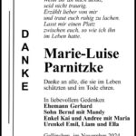 Danksagung Marie-Luise Parnitzke