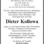 Danksagung Dieter Kollowa