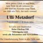 Traueranzeige Ulli Metzdorf