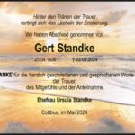 Danksagung Gert Standke