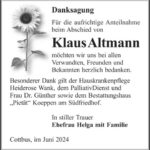 Danksagung Klaus Altmann
