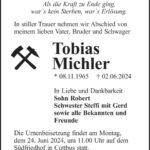 Traueranzeige Tobias Michler
