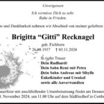 Traueranzeige Brigitta Recknagel