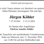 Traueranzeige Jürgen Köhler