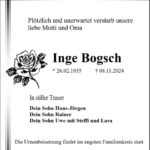 Traueranzeige Inge Bogsch