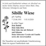 Traueranzeige Sibille Wiese geb. Egeling