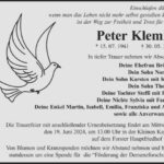 Traueranzeige Peter Klemm