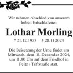 Traueranzeige Lothar Morling