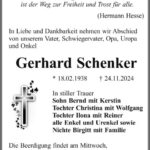 Traueranzeige Gerhard Schenker
