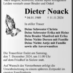 Traueranzeige Dieter Noack