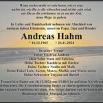 Traueranzeige Andreas Hahm