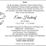 Danksagung Erna Hockauf, geb. Preßgott