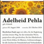 Traueranzeige Adelheid Pehla geb. Schmidt
