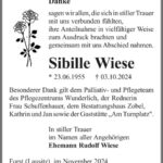 Danksagung Sibille Wiese